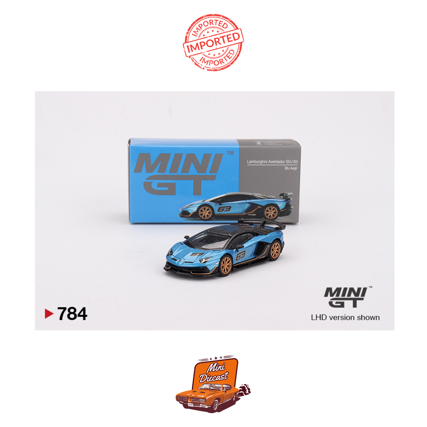 Mini GT #784 Lamborghini Aventador SVJ 63 (Blu Aegir)