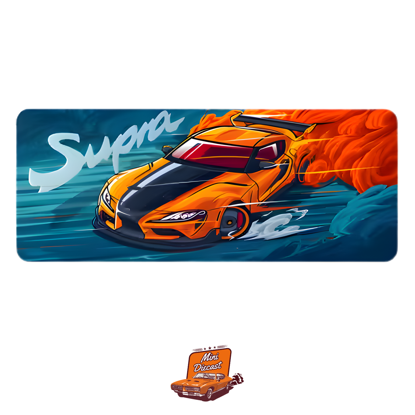 Car Design Printed Mat – Orange Car Theme