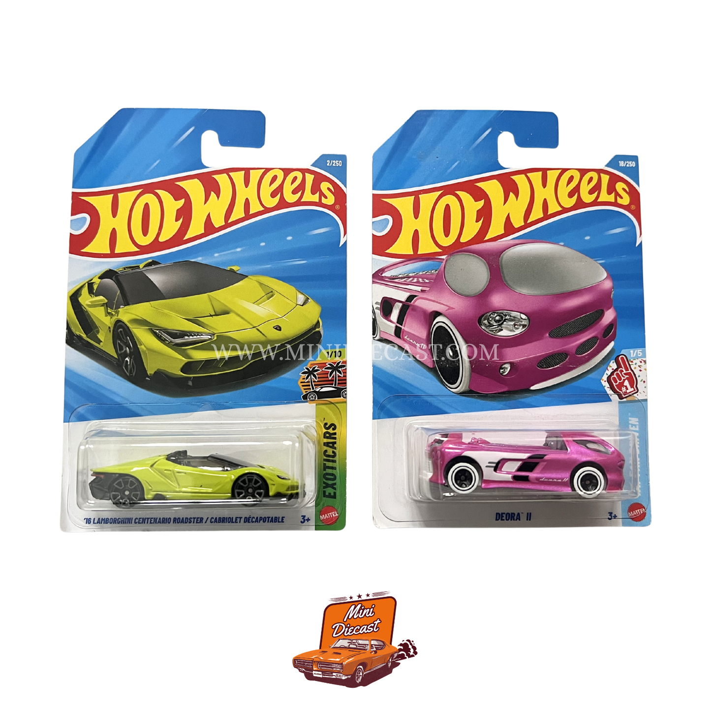 Hot Wheels Mainline (Set of 2) – ’16 Lamborghini Centenario Roadster / Deora II