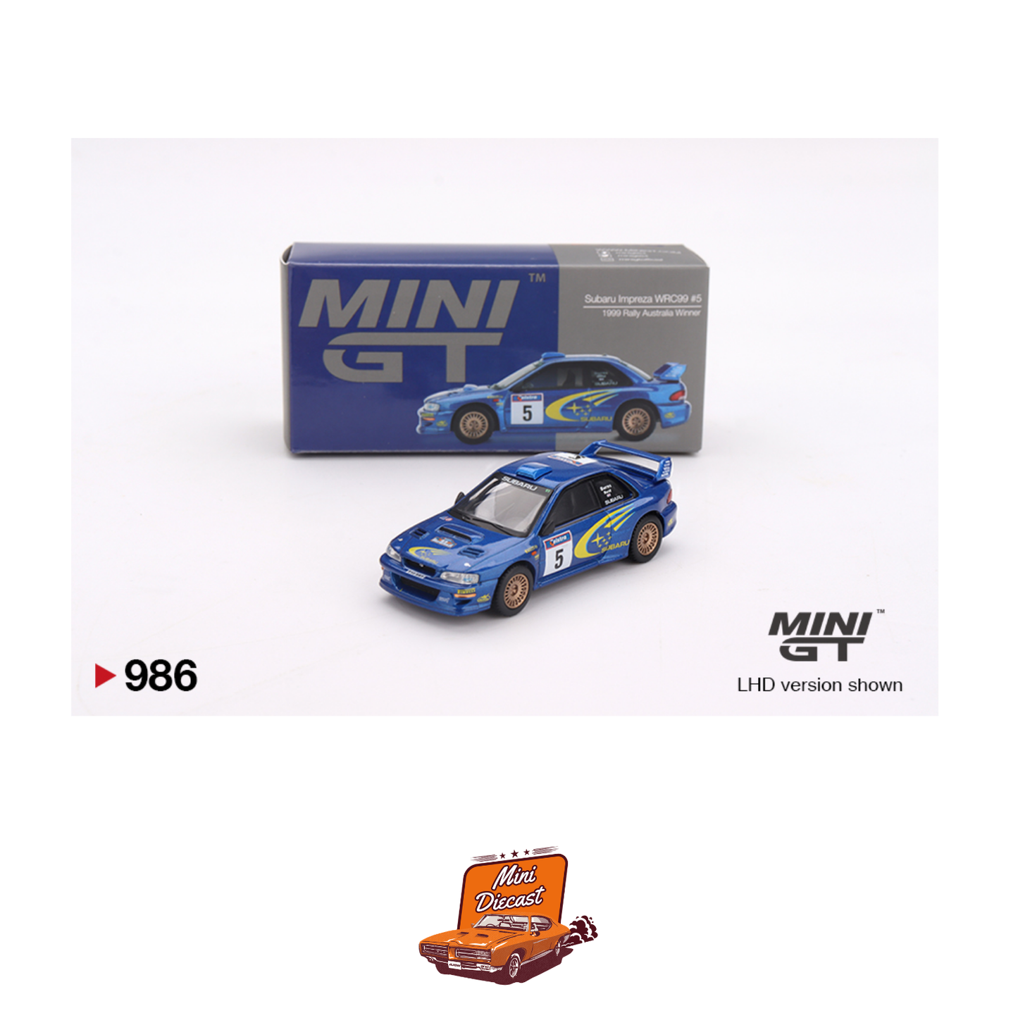 Mini GT #975 Subaru Impreza WRC98 1998 Rally Monte-Carlo 3rd Place #3 (Imported)