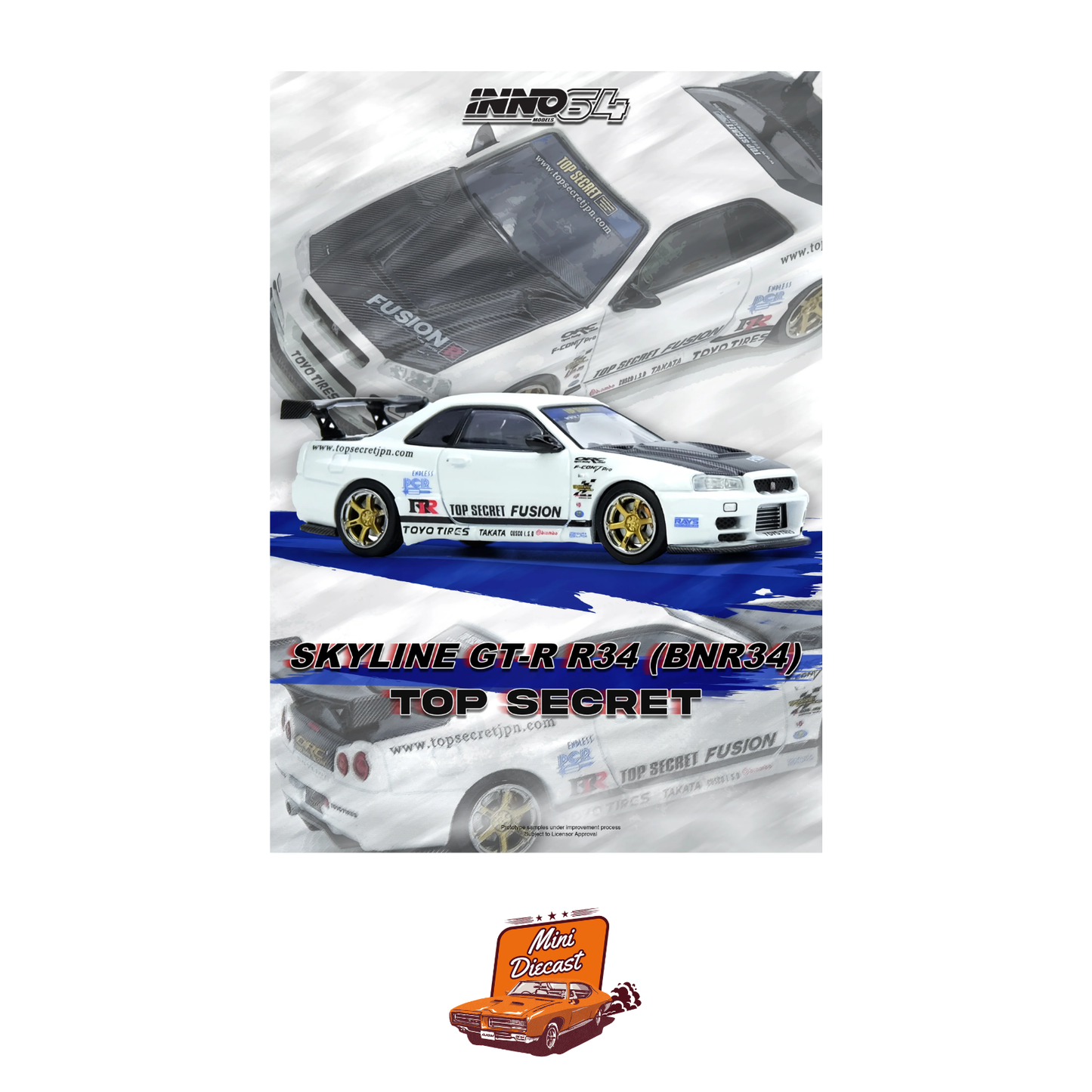 INNO64 Top Secret GT-R (R34) White IN64-R34TS-WHI