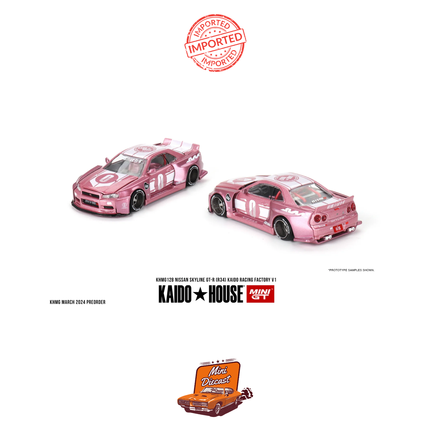 Mini GT #128 Kaido House Nissan Skyline GT-R (R34) Kaido Racing Factory V1