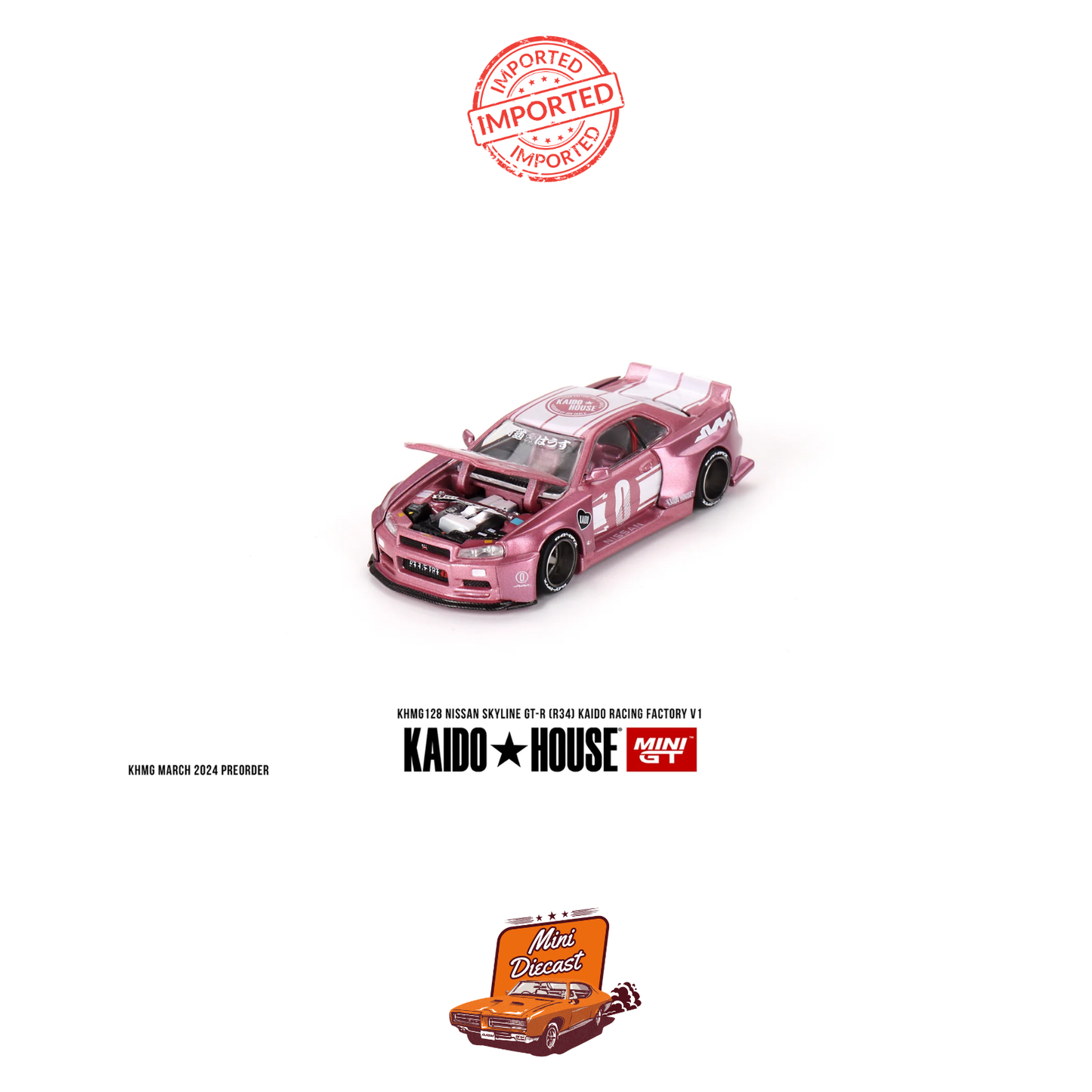 Mini GT #128 Kaido House Nissan Skyline GT-R (R34) Kaido Racing Factory V1