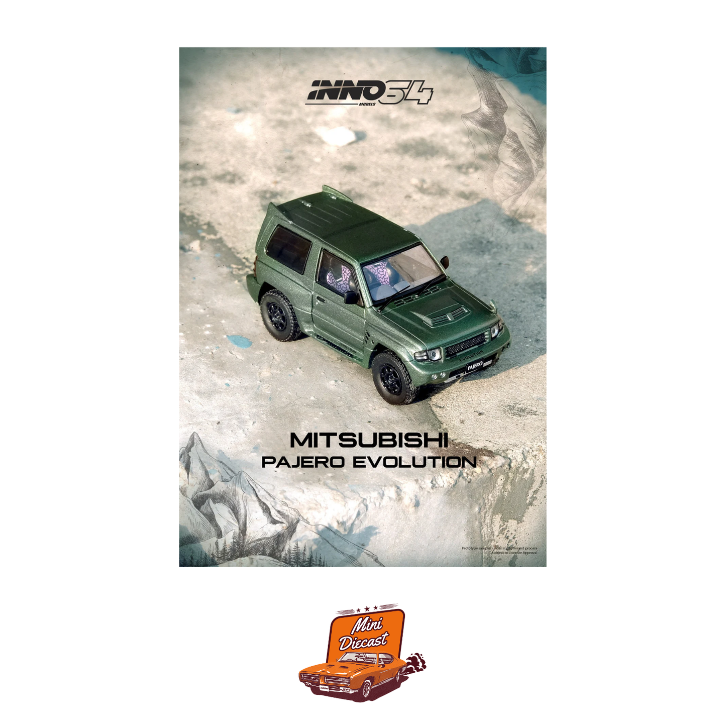 INNO64 Mitsubishi Pajero Evolution Satin Green IN64-EVOP-SGRE