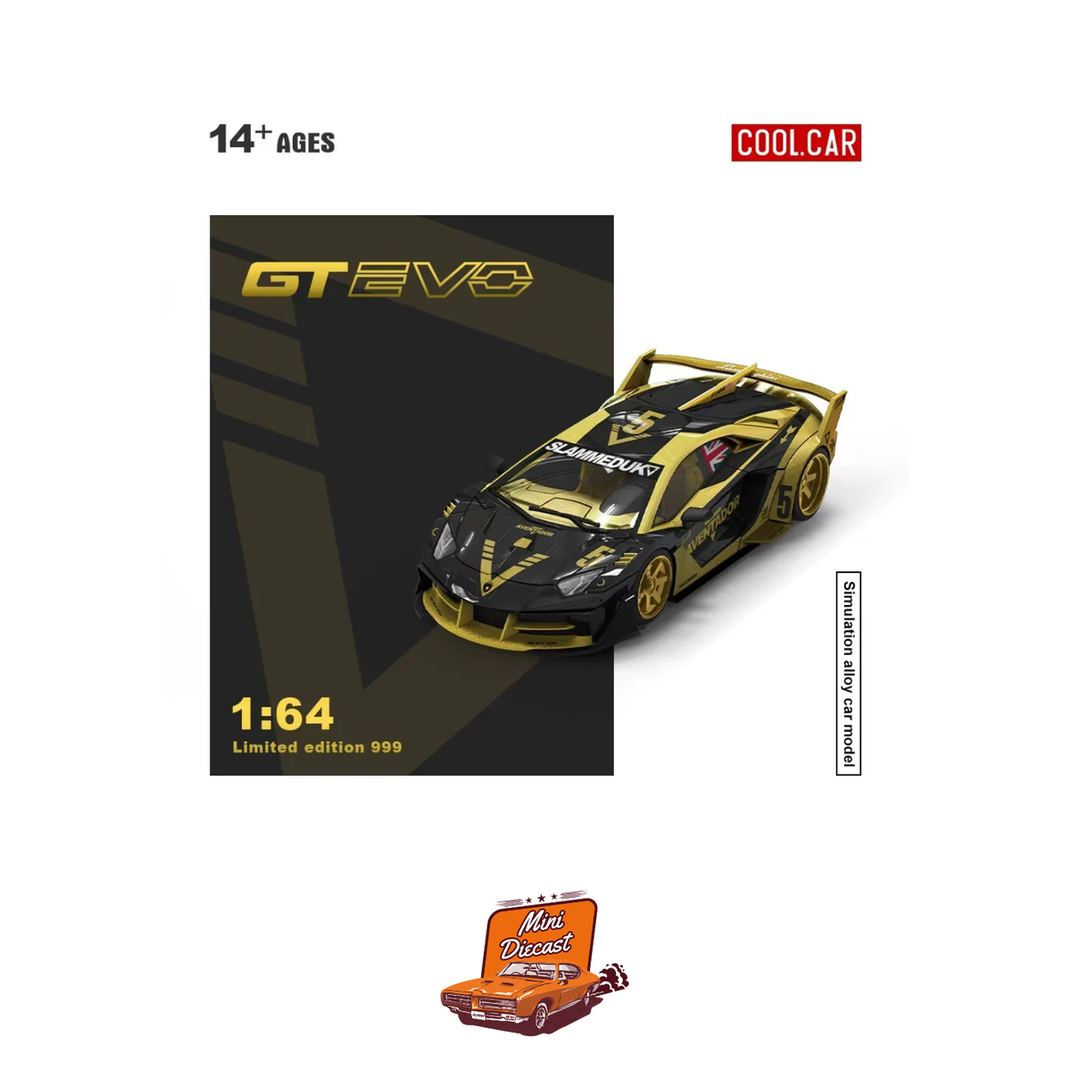 COOLCAR Lamborghini Aventador GT EVO Black with Gold Accents (Limited Edition)