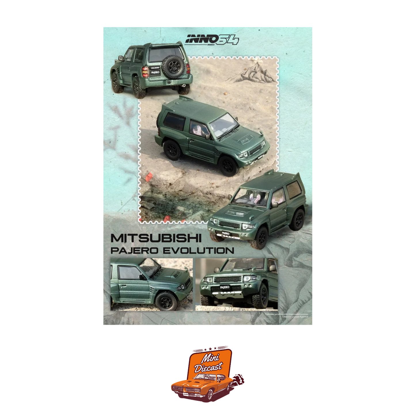INNO64 Mitsubishi Pajero Evolution Satin Green IN64-EVOP-SGRE