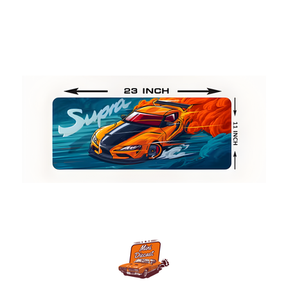 Car Design Printed Mat – Orange Car Theme