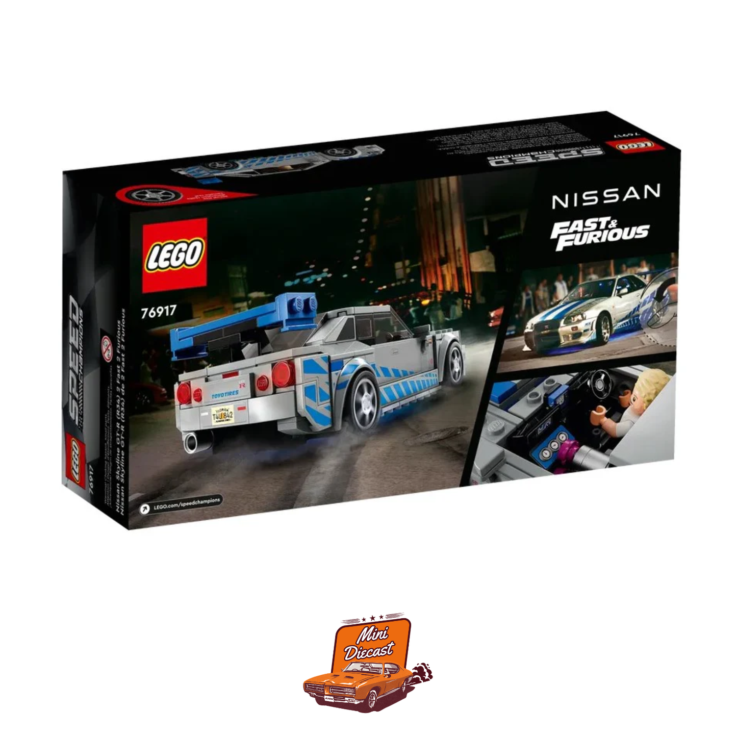 LEGO 76917 Speed Champions 2 Fast 2 Furious Nissan Skyline GT-R (R34) (319 Pieces)