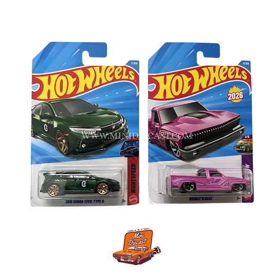 Hot Wheels Mainline (Set of 2) – 2018 Honda Civic Type R / Bounce’N Bass