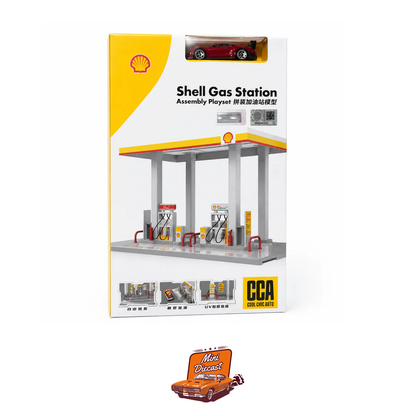 CCA Shell Gas Station Porsche 1:64 Car Assembly Playset (01278E) (Creased Box)