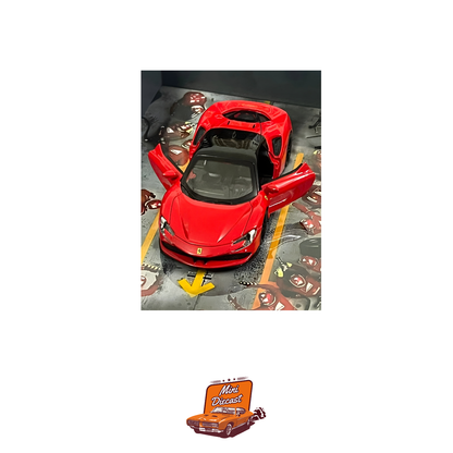 3D Car Frame – Ferrari SF90 Stradale Red (1:32 Scale) – A4 Size