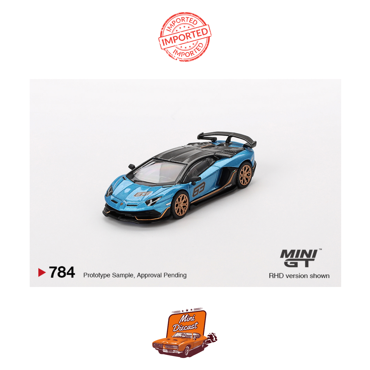 Mini GT #784 Lamborghini Aventador SVJ 63 (Blu Aegir) (Open Box)