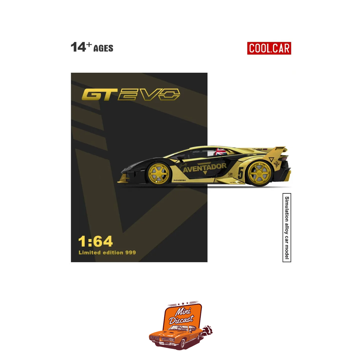 COOLCAR Lamborghini Aventador GT EVO Black with Gold Accents (Limited Edition)