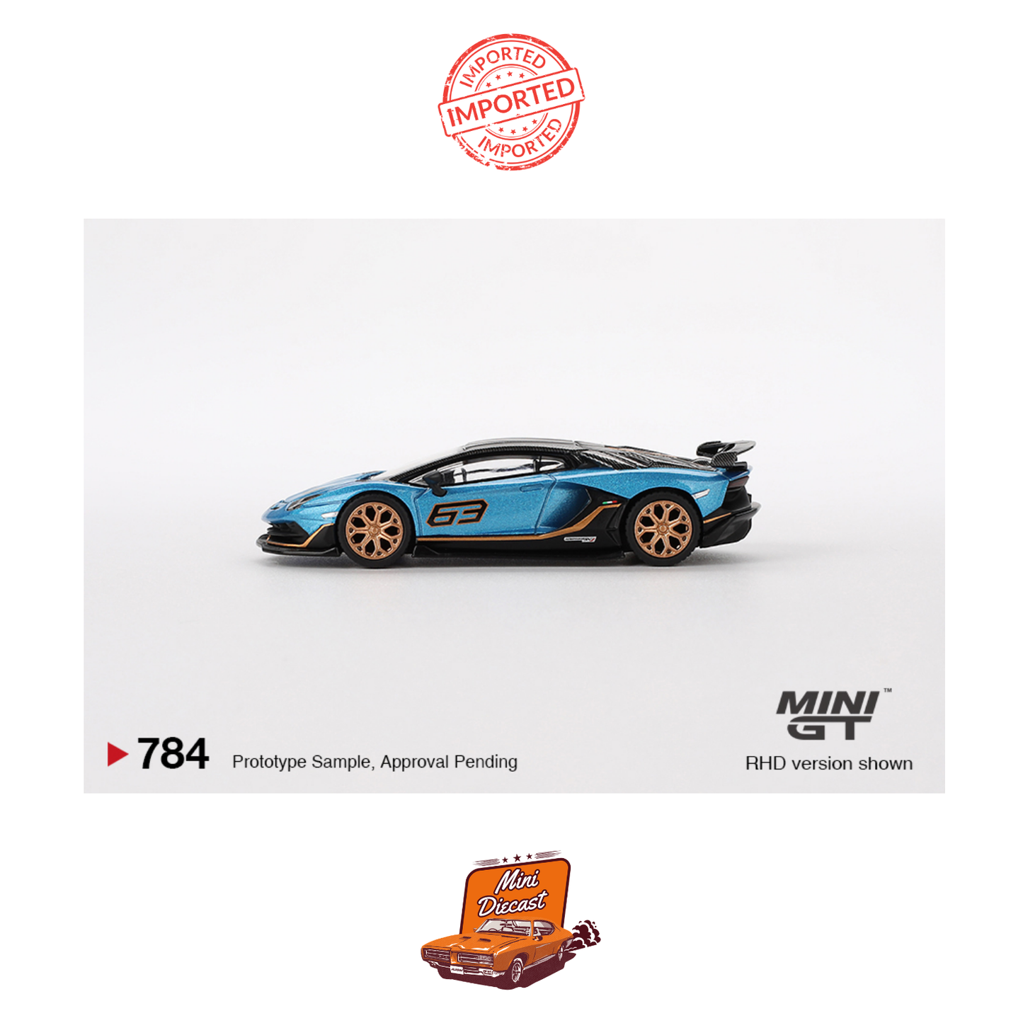 Mini GT #784 Lamborghini Aventador SVJ 63 (Blu Aegir) (Open Box)