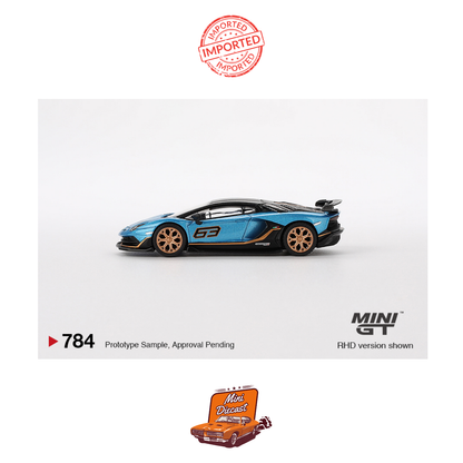 Mini GT #784 Lamborghini Aventador SVJ 63 (Blu Aegir) (Open Box)