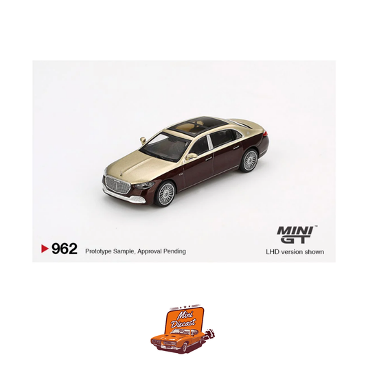 Mini GT #962 Mercedes-Maybach S 680 – Gold / Dark Red Metallic (Blister Pack)