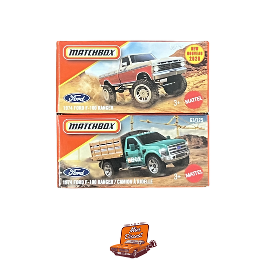 Matchbox (Set of 2) – 1974 Ford F-100 Ranger / 1974 Ford F-100 Ranger – Camion à Ridelle
