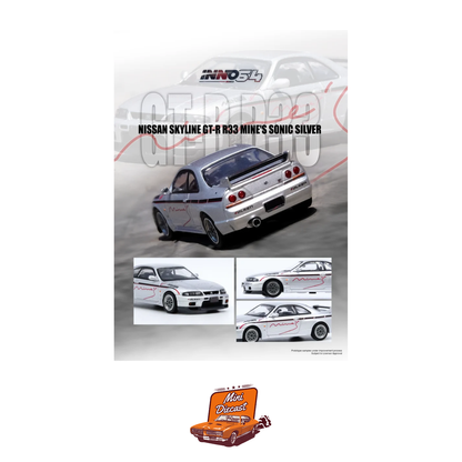 INNO64 Nissan Skyline GT-R N1 (R33) "Tuned by MINE'S" Silver IN64-R33-MINES-S