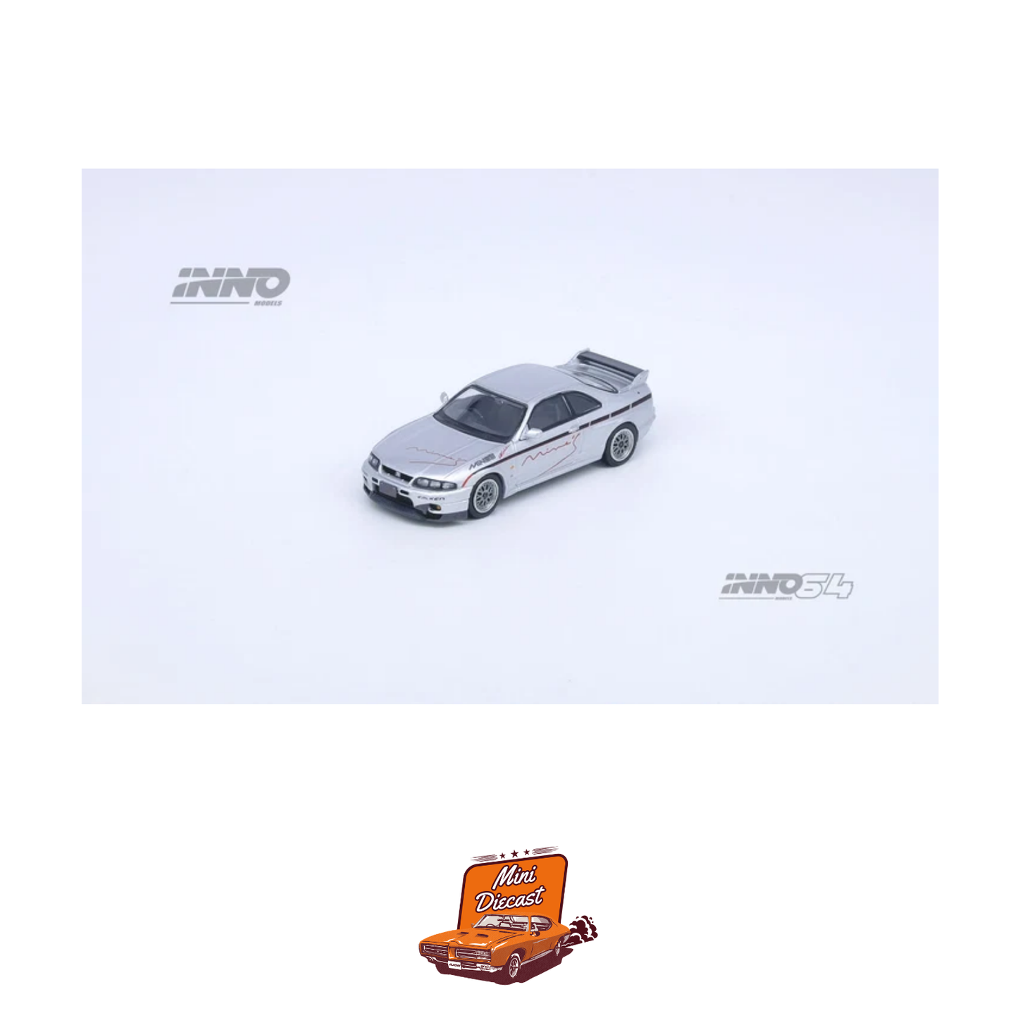 INNO64 Nissan Skyline GT-R N1 (R33) "Tuned by MINE'S" Silver IN64-R33-MINES-S