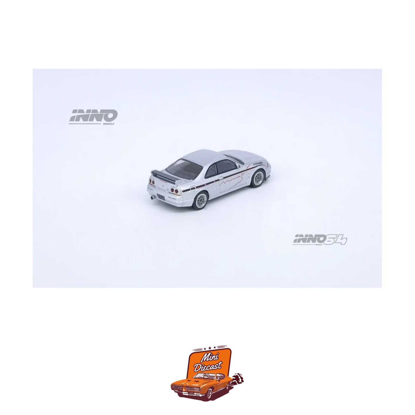 INNO64 Nissan Skyline GT-R N1 (R33) "Tuned by MINE'S" Silver IN64-R33-MINES-S