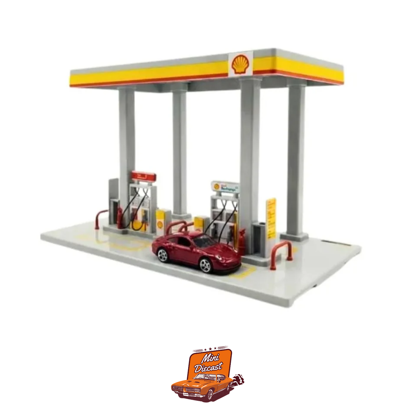 CCA Shell Gas Station Porsche 1:64 Car Assembly Playset (01278E) (Creased Box)