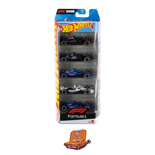 Hot Wheels Formula 1 (F1) 2025 – 5 Pack - Creased Box / Blister Dent Hairline Scratch
