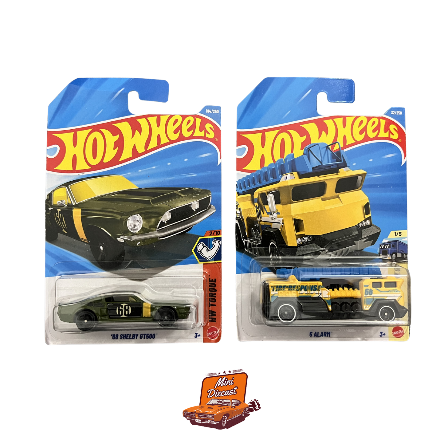 Hot Wheels Mainline (Set of 2) – '68 Shelby GT500 / 5 Alarm