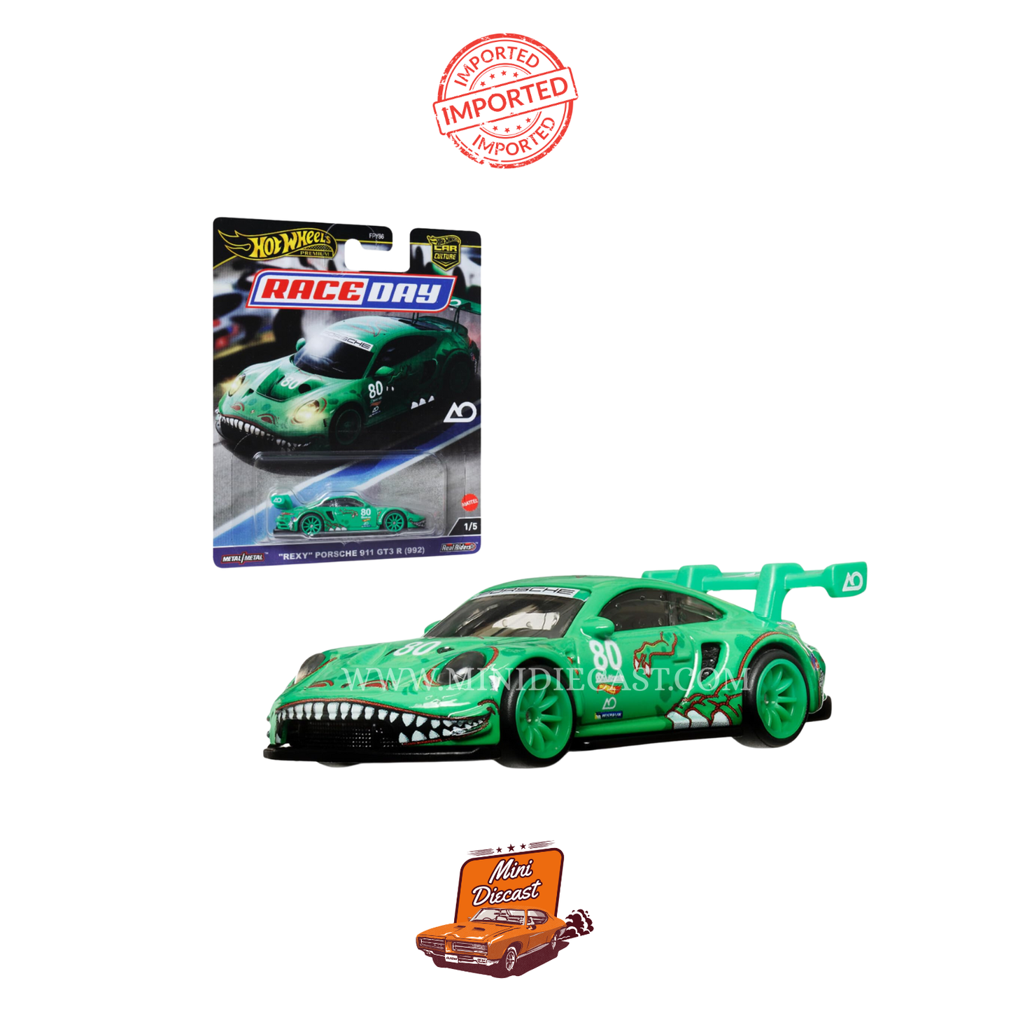 Hot Wheels Premium Car Culture – Rexy Porsche 911 GT3 R (992) (With Protector Case) Imported