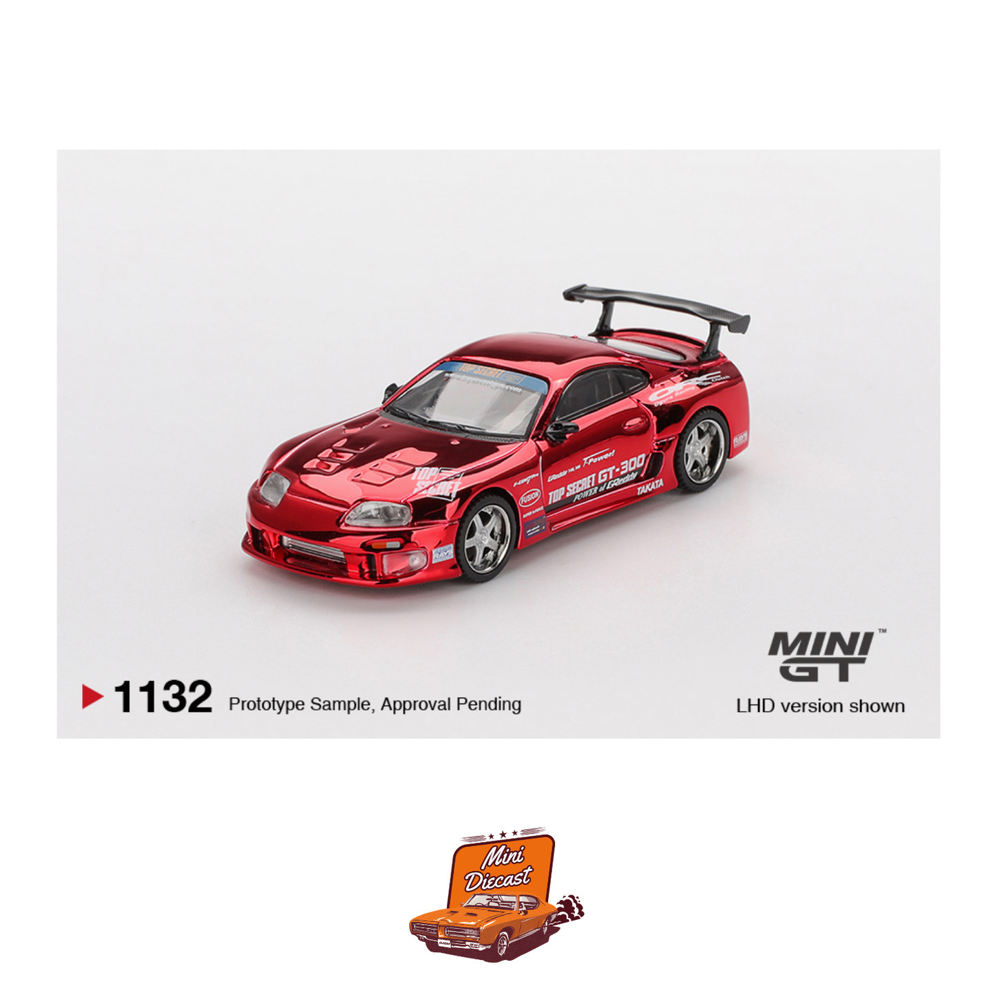Mini GT #1132 Toyota Supra (A80) Top Secret GT-300 Top Secret Red Chrome