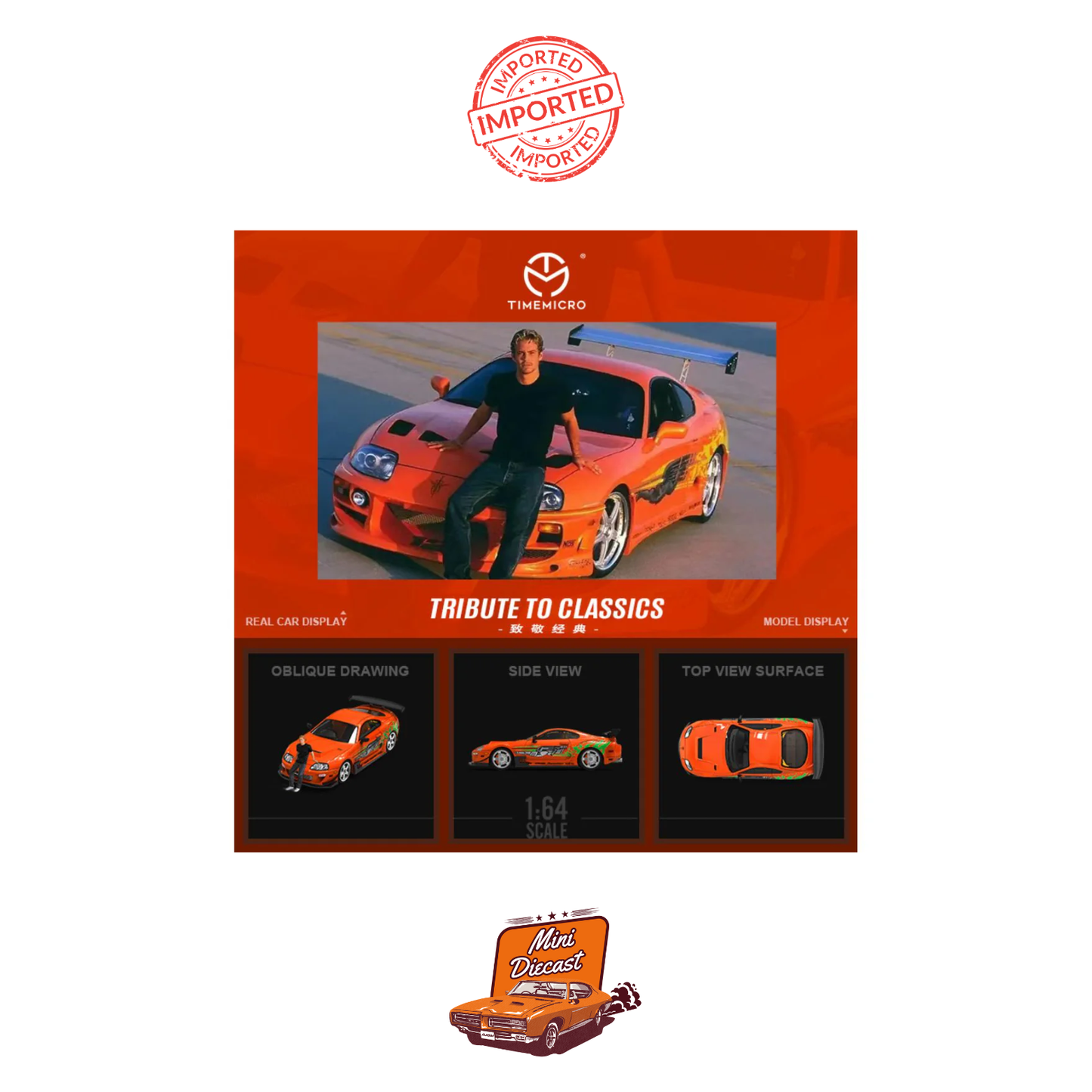 Time Micro Toyota Supra MK4 Brian O’Conner Edition with Figurine (Imported)