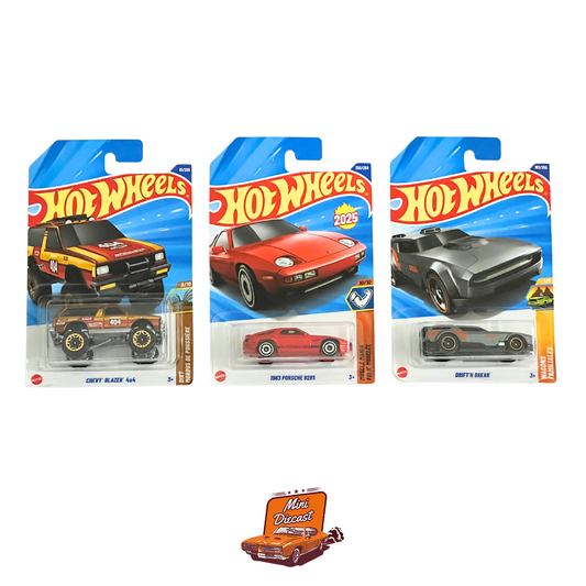 Hot Wheels Mainline (Set of 3) – Chevy Blazer 4x4 / 1983 Porsche 928S / Drift’n Break