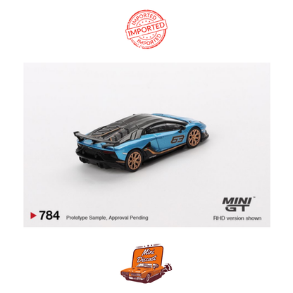 Mini GT #784 Lamborghini Aventador SVJ 63 (Blu Aegir) (Open Box)