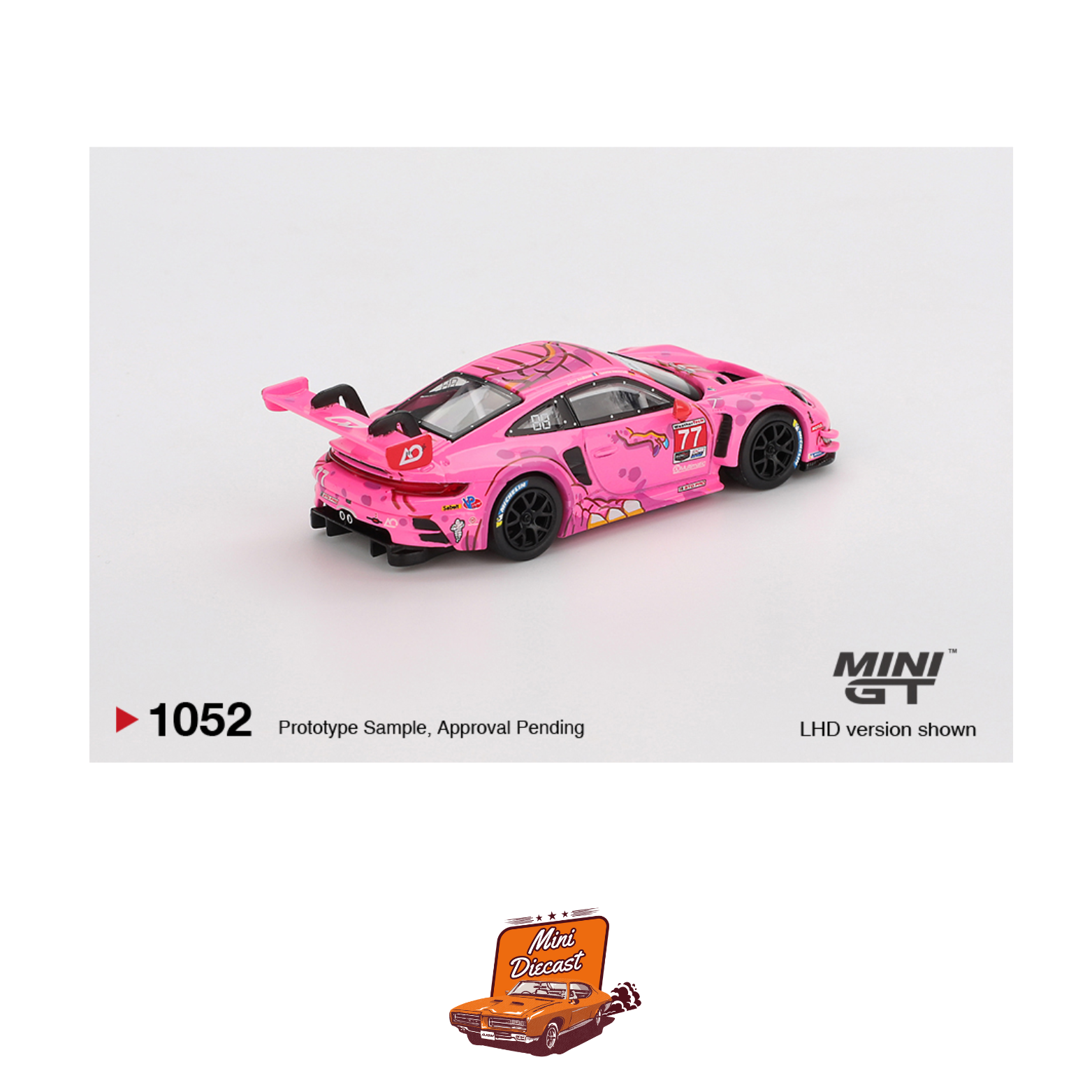 Mini GT #1052 Porsche 911 GT3 R “Roxy” #77 AO Racing 2024 IMSA