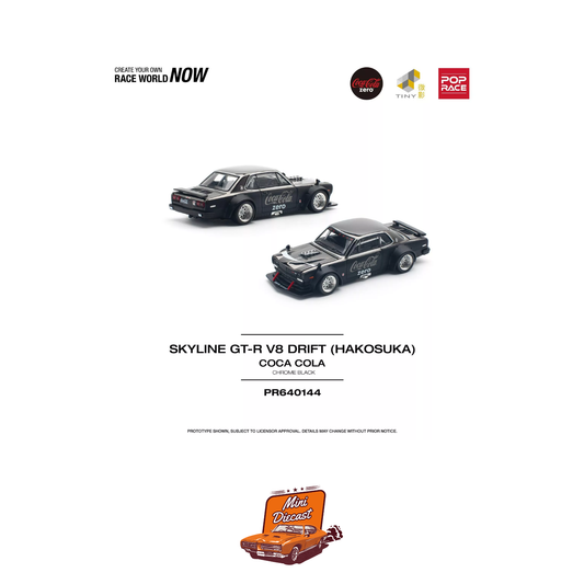 Pop Race x Tiny Coca-Cola Skyline GT-R V8 Drif (Hakosuka) PR64-144