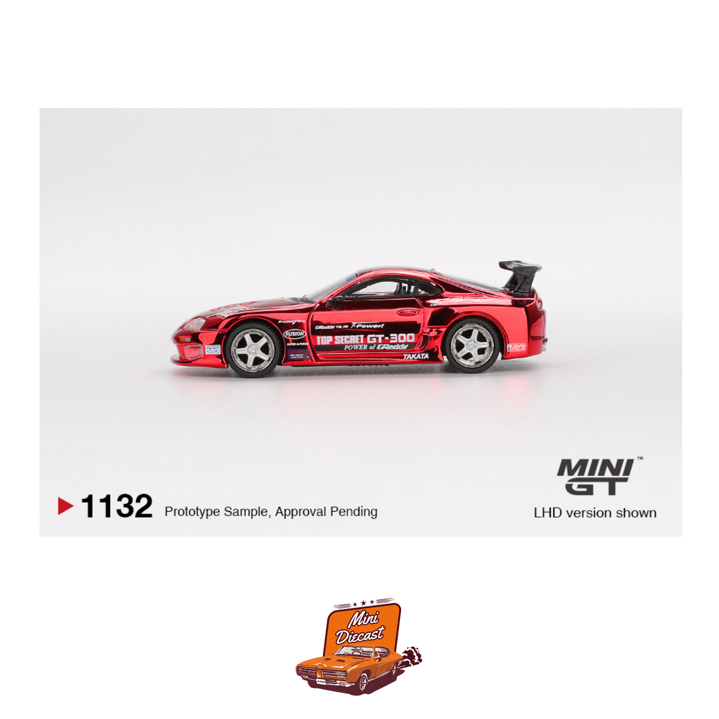 Mini GT #1132 Toyota Supra (A80) Top Secret GT-300 Top Secret Red Chrome