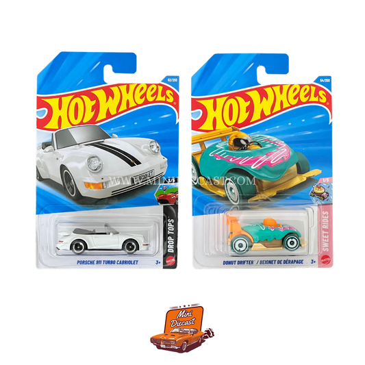 Hot Wheels Mainline (Set of 2) – Porsche 911 Turbo Cabriolet / Donut Drifter