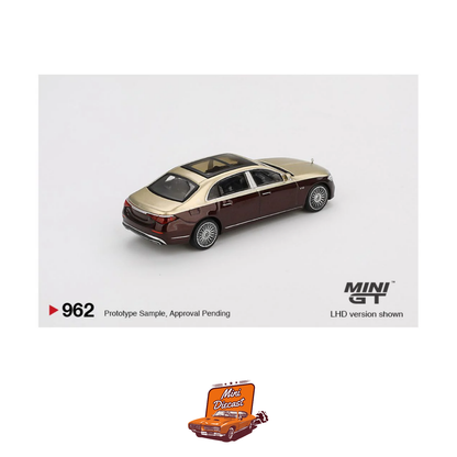 Mini GT #962 Mercedes-Maybach S 680 – Gold / Dark Red Metallic (Blister Pack)