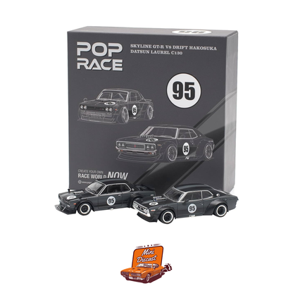 Pop Race Skyline GT-R V8 Drift Hakosuka & Datsun Laurel C130 Set (2025 HK Toy Car Salon Exclusive) (2 Cars)