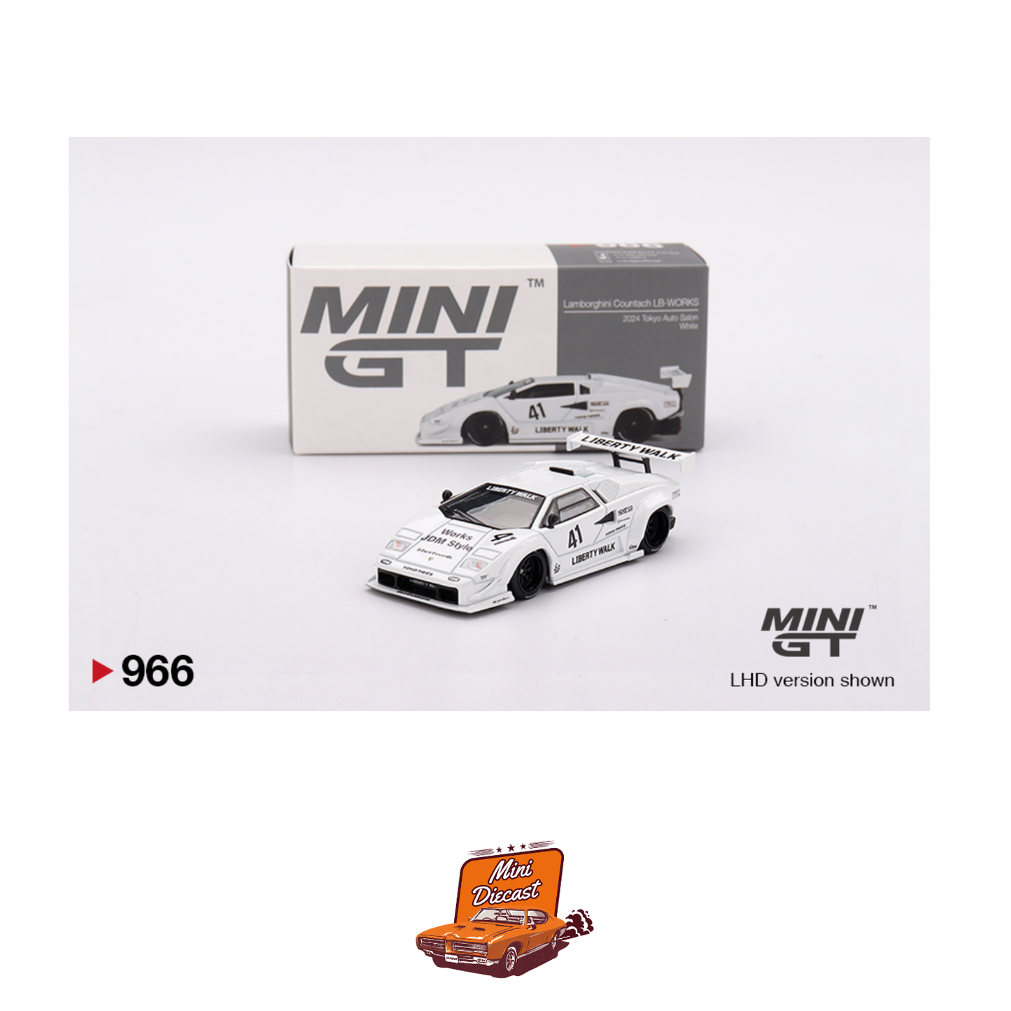 Mini GT #966 Lamborghini Countach LB-WORKS White 2024 Tokyo Auto Salon (Imported)