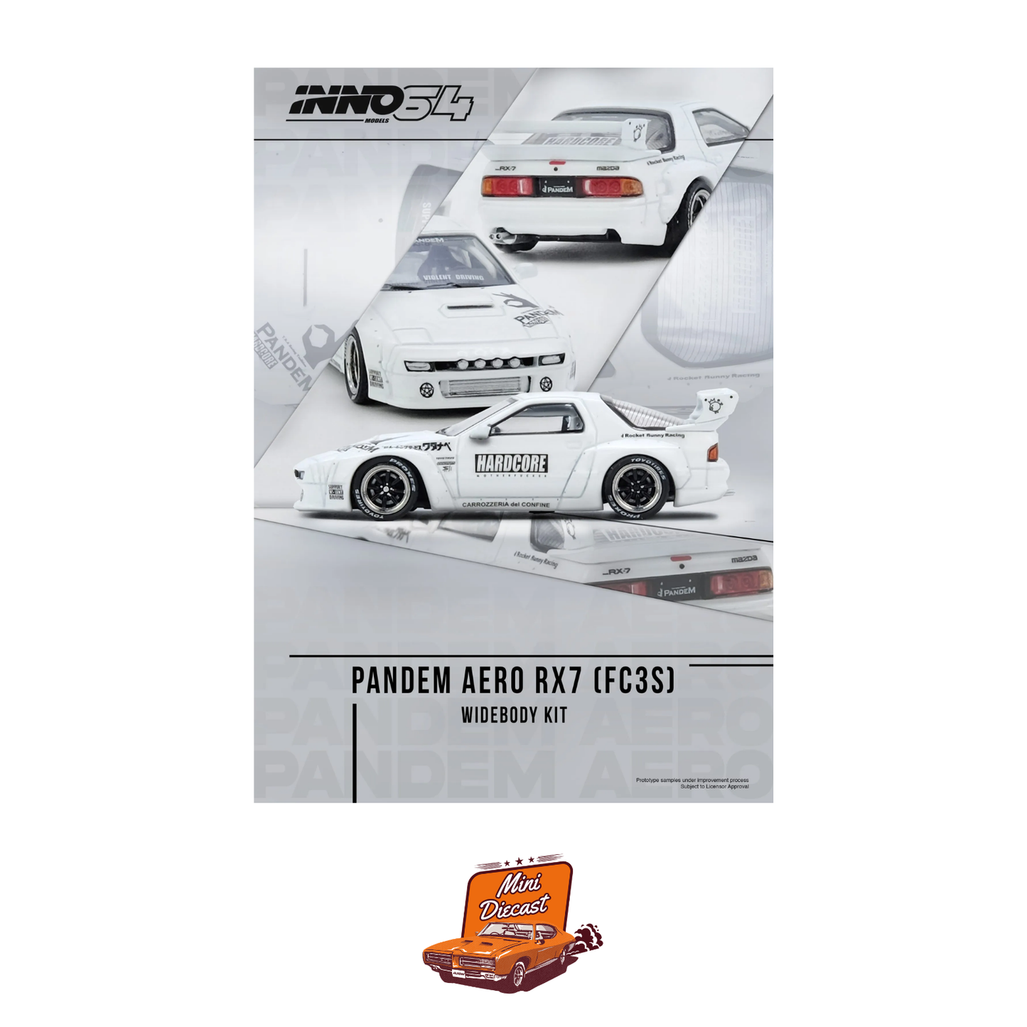 INNO64 Mazda RX-7 (FC3S) PANDEM Aero Widebody Kit IN64-RX7FCP-WHI1