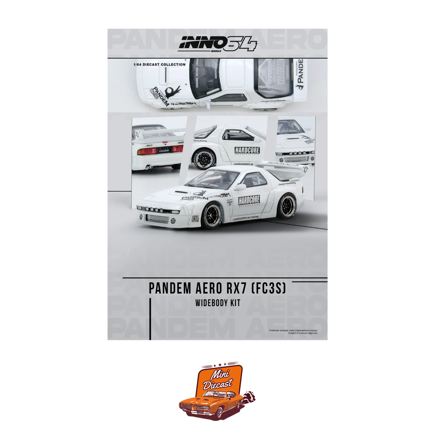 INNO64 Mazda RX-7 (FC3S) PANDEM Aero Widebody Kit IN64-RX7FCP-WHI1