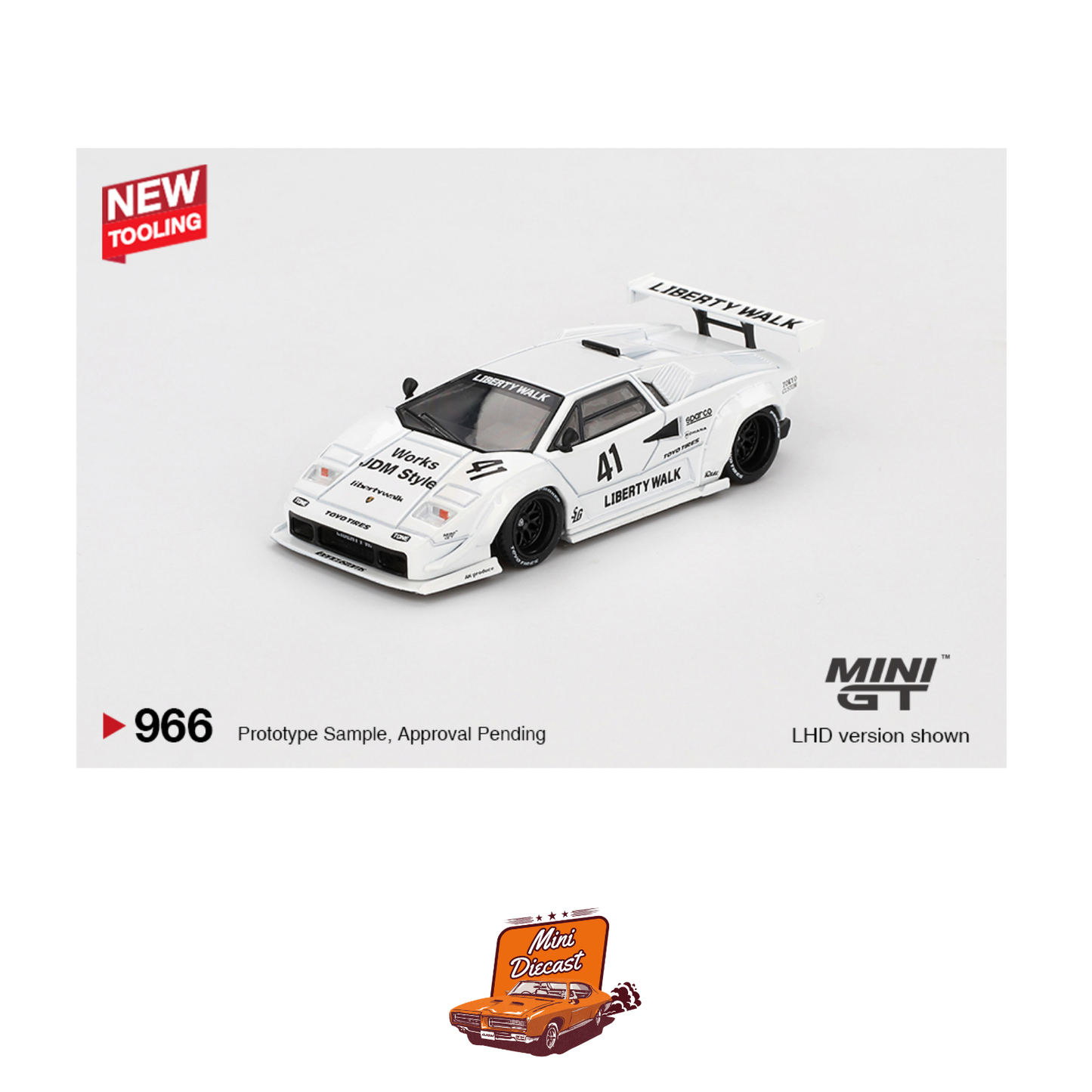 Mini GT #966 Lamborghini Countach LB-WORKS White 2024 Tokyo Auto Salon (Imported)