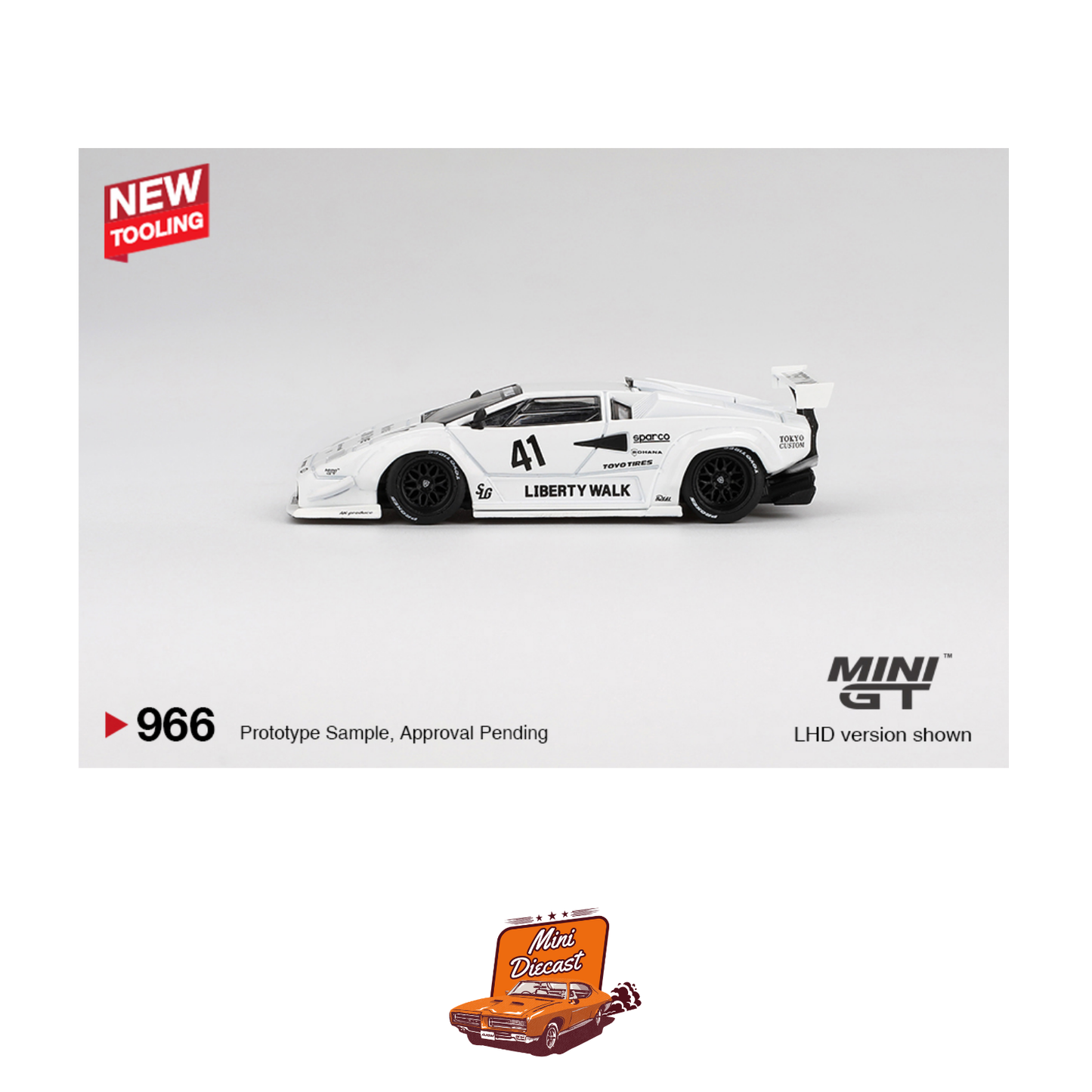 Mini GT #966 Lamborghini Countach LB-WORKS White 2024 Tokyo Auto Salon (Imported)