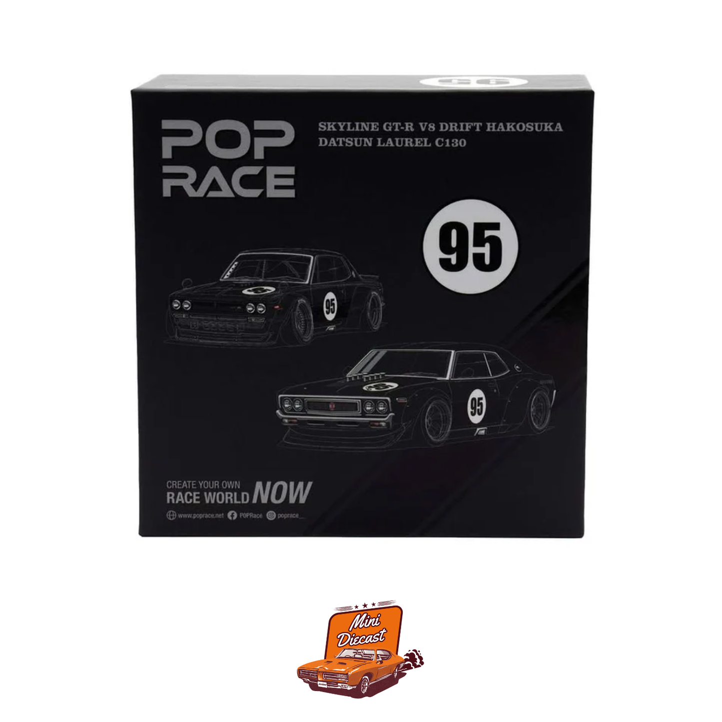 Pop Race Skyline GT-R V8 Drift Hakosuka & Datsun Laurel C130 Set (2025 HK Toy Car Salon Exclusive) (2 Cars)
