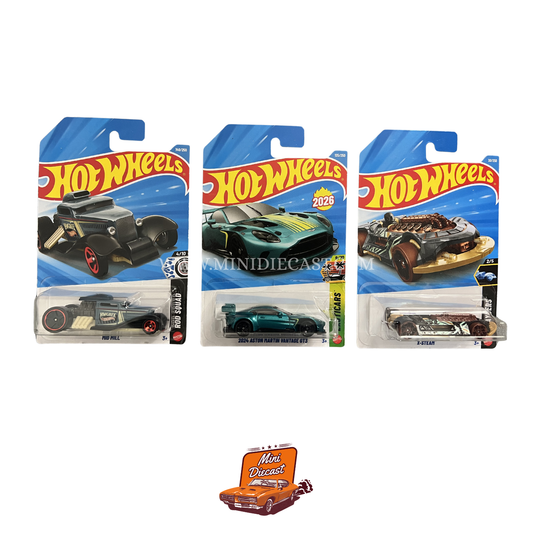 Hot Wheels Mainline (Set of 3) – Mid Mill / 2024 Aston Martin Vantage GT3 / X-Steam