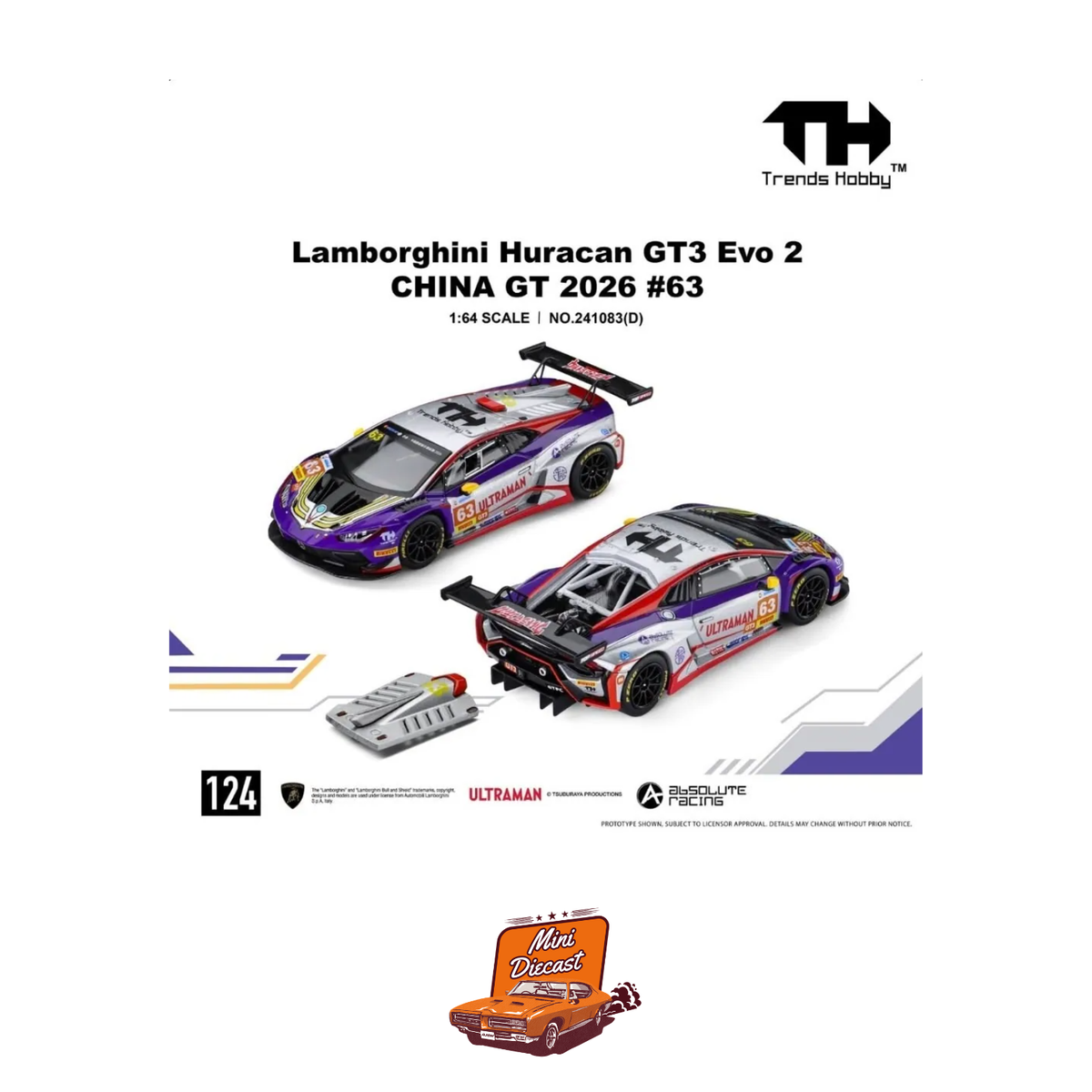 Trends Hobby Lamborghini Huracan GT3 EVO2 Absolute Racing China GT 2026 #63 Ultraman (241083(D))