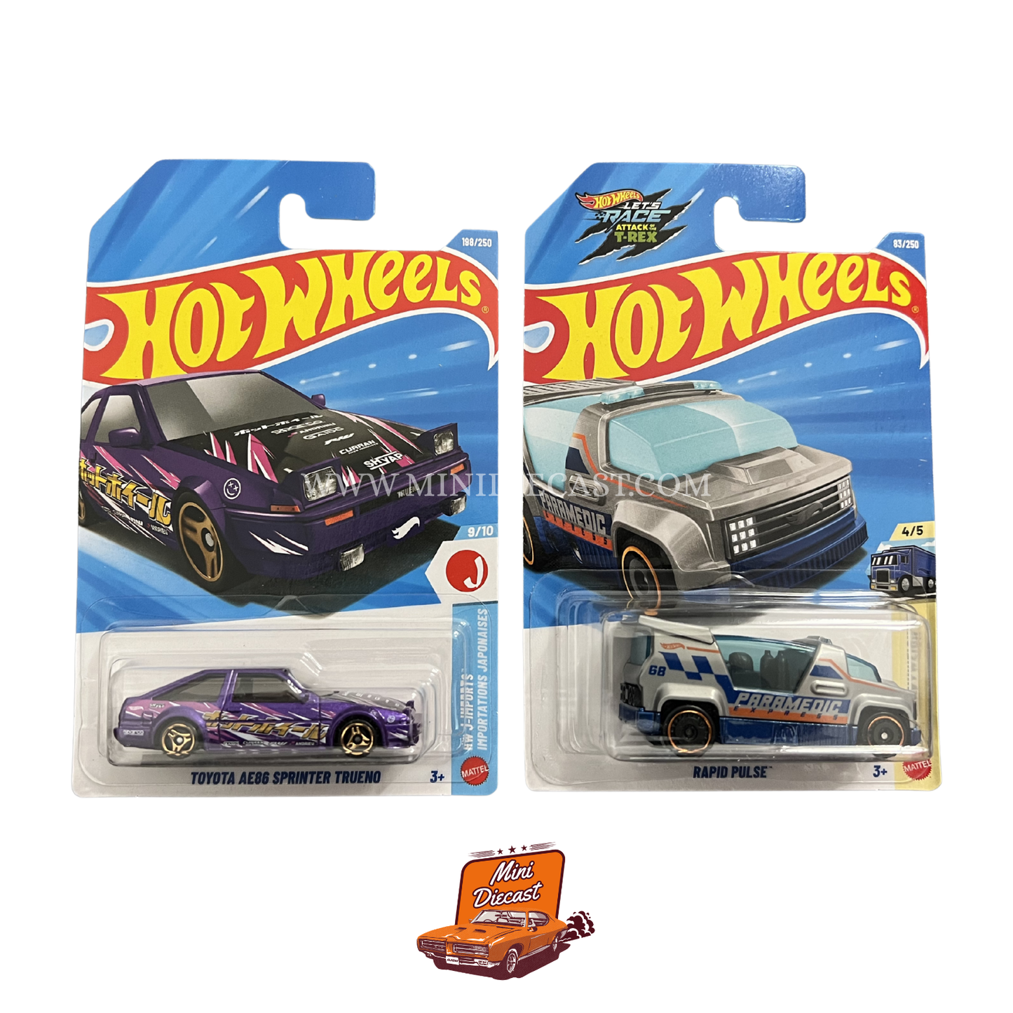 Hot Wheels Mainline (Set of 2) – Toyota AE86 Sprinter Trueno / Rapid Pulse