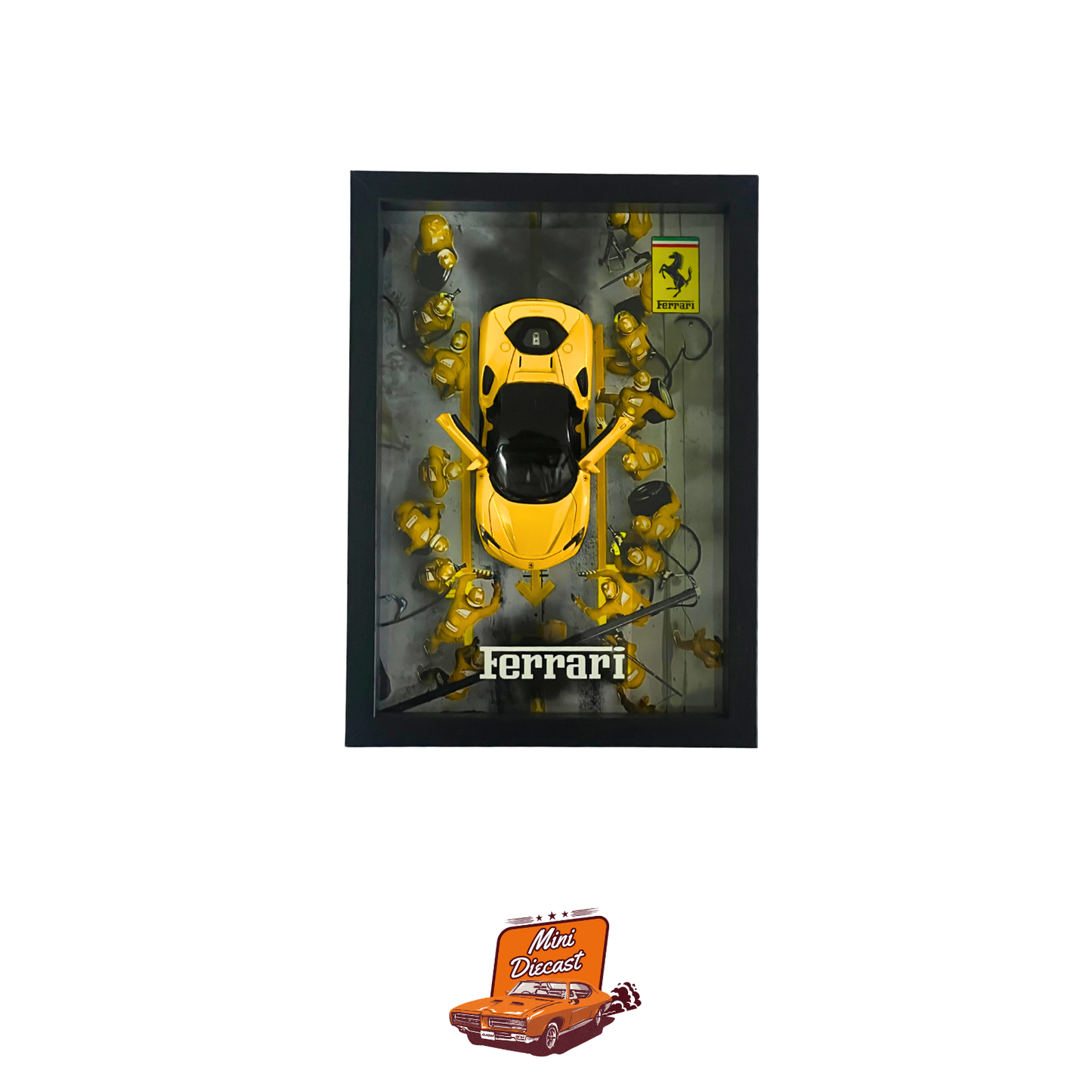 3D Car Frame – Ferrari SF90 Stradale Yellow (1:32 Scale) – A4 Size