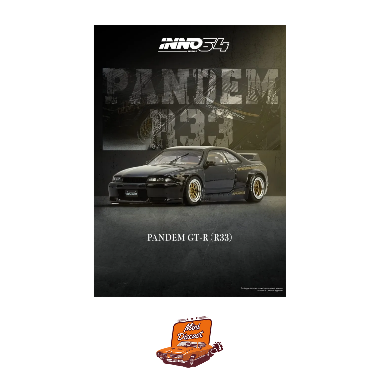 INNO64 Nissan GT-R (BCNR33) PANDEM Rocket Bunny Black IN64-R33P-BLA
