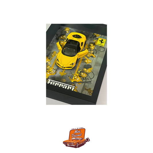 3D Car Frame – Ferrari SF90 Stradale Yellow (1:32 Scale) – A4 Size